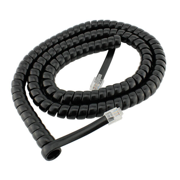 Telephone Handset Receiver Curly Cable - Black