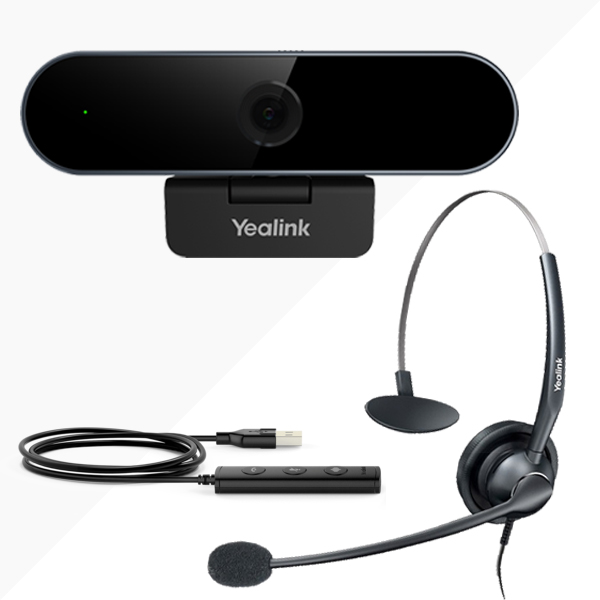 Yealink UH33 Mono USB Headset + Yealink UVC20 USB Webcam Bundle