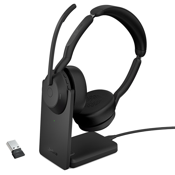 Jabra Evolve2 55 USB UC Stereo Bluetooth Headset with Charging Stand
