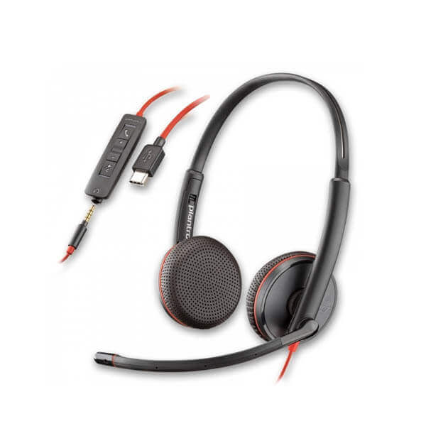 Plantronics Blackwire C3225 USB C PC 3.5mm Headset Blackwire